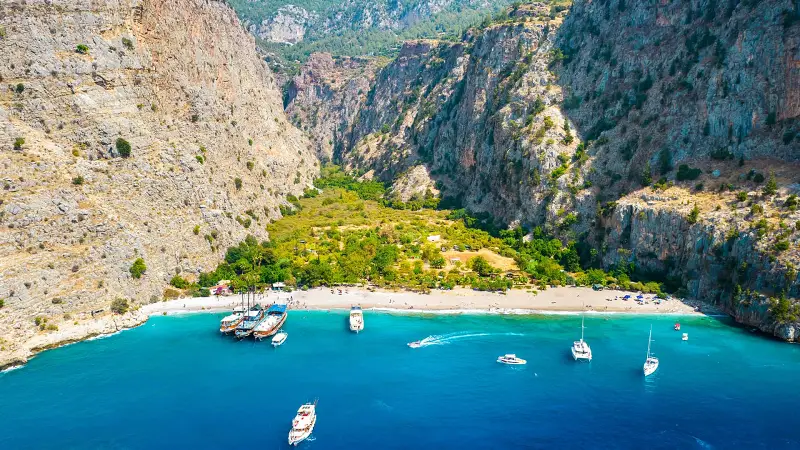 One of the wild camping spots in Turkey: Butterfly Valley
